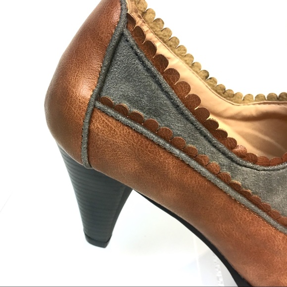 Oxford Pumps in cognac and grey w/ Ribbon Tie - Picture 3 of 8